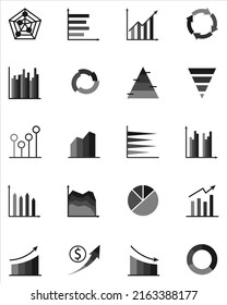 Set of statistics flat icon. Business object 640x640px vector illustration.