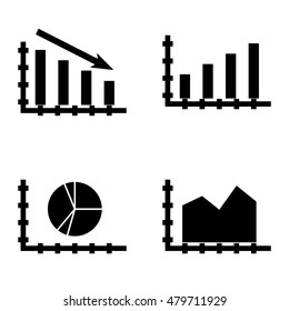 Set Of Statistics Icons On Area Chart, Statistics Down, Bar Chart And More. Premium Quality Eps10 Vector Illustration For Mobile, App, Ui Design.