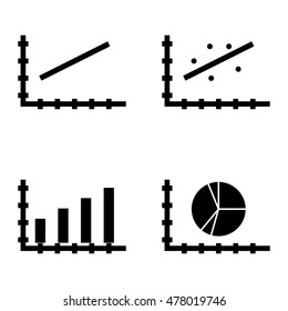 Set Of Statistics Icons On Bar Chart, Line Chart And Pie Chart. Statistics Vector Icons For App, Web, Mobile And Infographics Design.