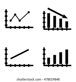 Set Of Statistics Icons On Bar Chart, Line Chart And Pointed Line Chart. Statistics Vector Icons For App, Web, Mobile And Infographics Design.