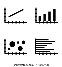 Set Of Statistics Icons On Bar Chart, Line Chart And Horizontal Bar Chart. Statistics Vector Icons For App, Web, Mobile And Infographics Design.