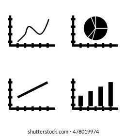 Set Of Statistics Icons On Bar Chart, Line Chart And Pie Chart. Statistics Vector Icons For App, Web, Mobile And Infographics Design.