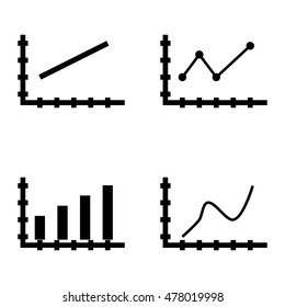 Set Of Statistics Icons On Bar Chart, Line Chart And Pointed Line Chart. Statistics Vector Icons For App, Web, Mobile And Infographics Design.