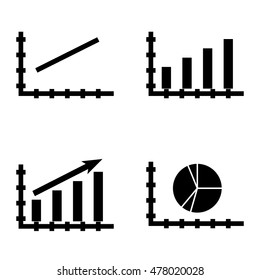 Set Of Statistics Icons On Bar Chart, Line Chart And Pie Chart. Statistics Vector Icons For App, Web, Mobile And Infographics Design.