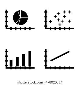 Set Of Statistics Icons On Bar Chart, Line Chart And Pie Chart. Statistics Vector Icons For App, Web, Mobile And Infographics Design.