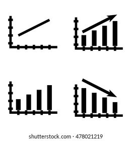 Set Of Statistics Icons On Bar Chart, Line Chart And Statistics Growth. Statistics Vector Icons For App, Web, Mobile And Infographics Design.