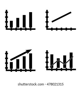Set Of Statistics Icons On Bar Chart, Line Chart And Dynamics Grid. Statistics Vector Icons For App, Web, Mobile And Infographics Design.