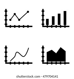 Set Of Statistics Icons On Bar Chart, Pointed Line Chart, Curved Line And More. Premium Quality Eps10 Vector Illustration For Mobile, App, Ui Design.