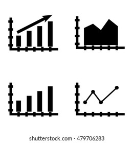 Set Of Statistics Icons On Bar Chart, Statistics Growth, Area Chart And More. Premium Quality Eps10 Vector Illustration For Mobile, App, Ui Design.