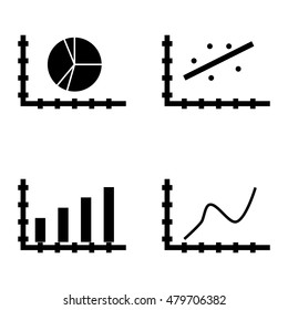 Set Of Statistics Icons On Bar Chart, Pie Chart, Curved Line And More. Premium Quality Eps10 Vector Illustration For Mobile, App, Ui Design.
