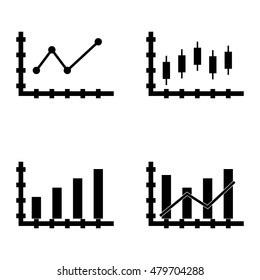 Set Of Statistics Icons On Dynamics Graph, Candles Chart, Bar Chart And More. Premium Quality Eps10 Vector Illustration For Mobile, App, Ui Design.