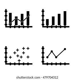 Set Of Statistics Icons On Dynamics Graph, Plotter Point Chart, Pointed Line Chart And More. Premium Quality Eps10 Vector Illustration For Mobile, App, Ui Design.