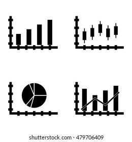 Set Of Statistics Icons On Pie Chart, Dynamics Graph, Bar Chart And More. Premium Quality Eps10 Vector Illustration For Mobile, App, Ui Design.