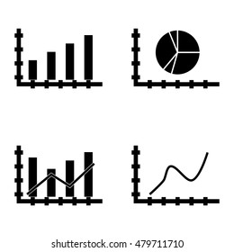 Set Of Statistics Icons On Pie Chart, Curved Line, Dynamics Graph And More. Premium Quality Eps10 Vector Illustration For Mobile, App, Ui Design.