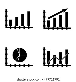 Set Of Statistics Icons On Pie Chart, Dynamics Graph, Statistics Growth And More. Premium Quality Eps10 Vector Illustration For Mobile, App, Ui Design.