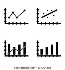 Set Of Statistics Icons On Pointed Line Chart, Bar Chart, Dynamics Graph And More. Premium Quality Eps10 Vector Illustration For Mobile, App, Ui Design.