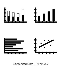 Set Of Statistics Icons On Scatter Chart, Bar Chart, Stacked Bar And More. Premium Quality Eps10 Vector Illustration For Mobile, App, Ui Design.