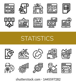 Set of statistics icons such as Web analytics, Data mining, Analytics, Calculus, Analysis, Spreadsheet, Demographic, Pie chart, Statistics, Optimization , statistics