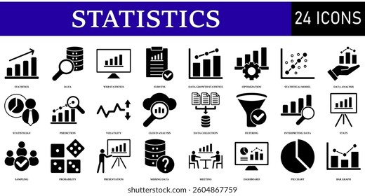 Set of Statistics Icons or symbols Vector fully editable file.