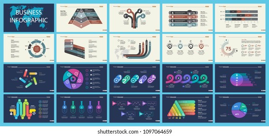 Set of statistics or strategy concept infographic charts