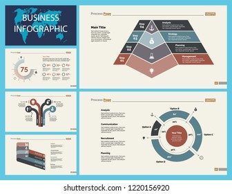 Set of statistics or strategy concept infographic charts. Business diagrams for presentation slide templates. For corporate report, advertising, banner and brochure design.
