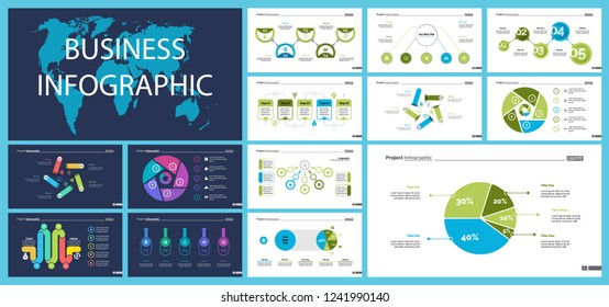 Set of statistics or strategy concept infographic charts. Business diagrams for presentation slide templates. For corporate report, advertising, banner and brochure design.
