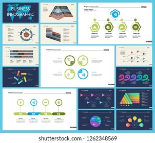 Set of statistics or strategy concept infographic charts. Business diagrams for presentation slide templates. For corporate report, advertising, banner and brochure design.