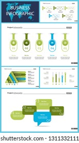 Set of statistics or strategy concept infographic charts. Business diagrams for presentation slide templates. For corporate report, advertising, banner and brochure design.