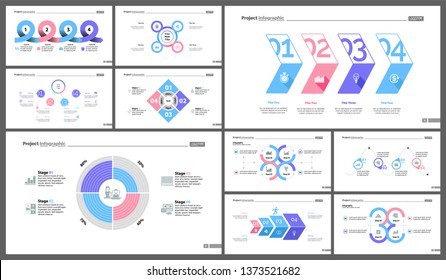 Set of statistics or strategy concept infographic charts. Business diagrams for presentation slide templates. For corporate report, advertising, banner and brochure design.