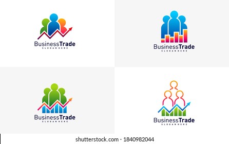 Set Set Sets von Statistiken Menschen Logo-Design-Vektorgrafik, Design-Vorlage für farbige Stats, Symbol-Symbol