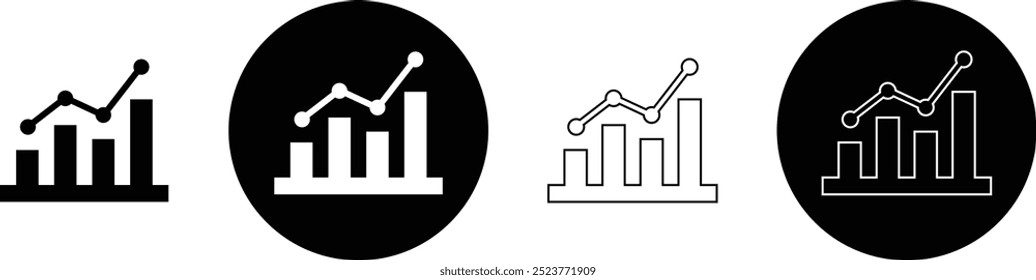 conjunto de símbolo de estatísticas. gráfico de análise de dados. ícone de relatório de estatísticas ilustração de vetor.