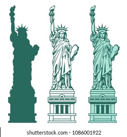 Set of the Statue of Liberty. Vector illustration