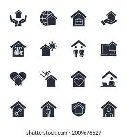 set of Stay Home elements symbol template for graphic and web design collection logo vector illustration