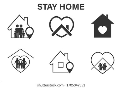 Set Of Stay Home Icons, These Icons Are Prepared For Coronavirus (cavid-19) Wonderful Icons Show The Messages 