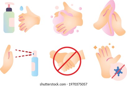 Set of Stay Safe Covid19 Art illustration Logo Template Vector 