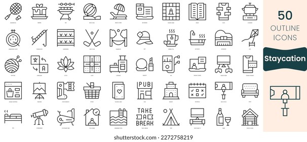Set von Stationierungssymbolen. Dünne lineare Stilsymbole Pack. Vektorgrafik