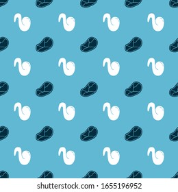 Set Steak meat and Fried chicken wing on seamless pattern. Vector
