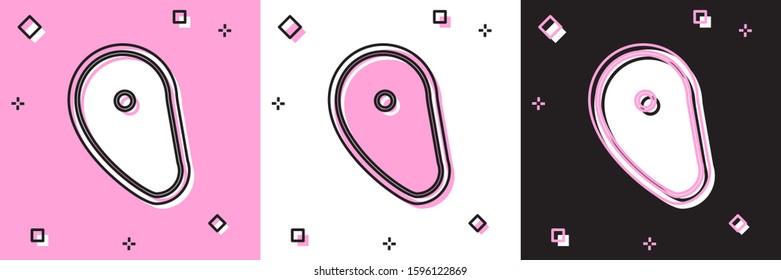Set Steak meat icon isolated on pink and white, black background.  Vector Illustration