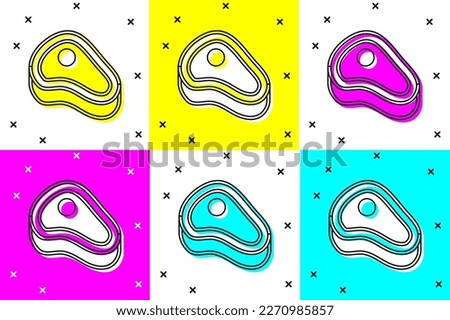 Set Steak meat icon isolated on color background.  Vector