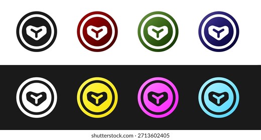 Legen Sie Steakfleisch auf ein Tellersymbol einzeln auf schwarz-weißem Hintergrund. Bestecksymbol. Restaurant-Schild.  Vektorgrafik