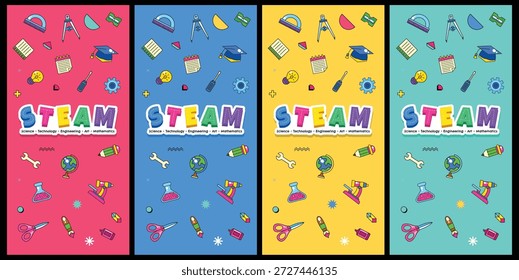 Conjunto de fondo de Plantilla de elemento de educación STEAM