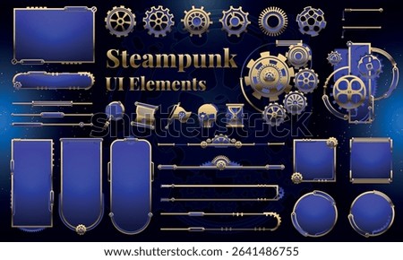 Set of Steampunk Fantasy Elements for user interface, poster, video. Fantasy mechanic HUD. Template for rpg game interface. Vector Illustration EPS10