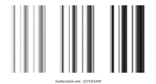 A set of steel and aluminium pipes of various diameters.  Realistic vector illustration isolated on transparent background.