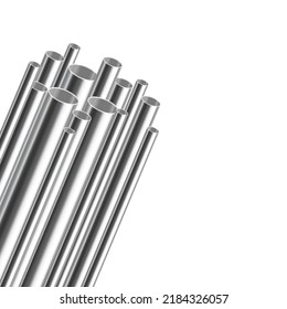 A set of steel and aluminium pipes of various diameters. Realistic vector illustration isolated on white background