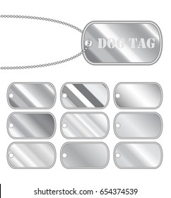 set of a steel dog tag vector on a white background