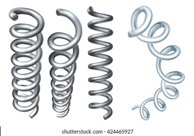 A set of steel metal spring coil design elements svg