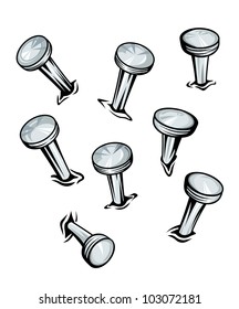 Set of steel nails on the surface in cartoon style. Jpeg version also available in gallery