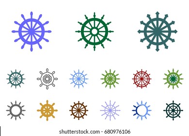 Set of Steering Ship Logo Template