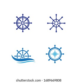 Set of Steering ship symbol vector icon illustration