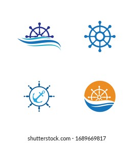 Set of Steering ship symbol vector icon illustration